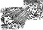 View of Lawley Street Goods Station circa 1875 showing the original B&DJR passenger station in the centre