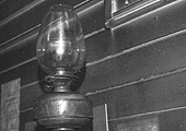 View of a Midland Railway gas lamp used within Lifford Station Junction signal box on 28th September 1959