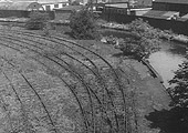 View from the bridge carrying the B&GR over the original Birmingham West Suburban Railway's line in 1963