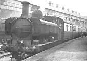 GWR 0-6-0PT No 1835 at Longbridge station with the 17:09 GWR Workman's train for Old Hill in 1947