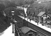 View showing the new path configuration and building erected on Moseley station's down platform