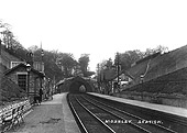View looking along the station's down platform towards Kings Heath with on the left the 'new' waiting room