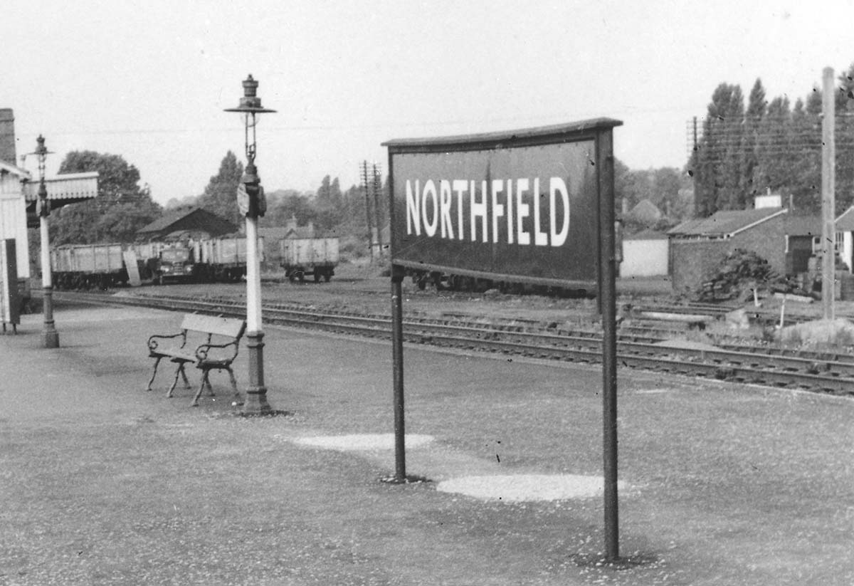 Close up showing Northfield Station's goods yard with British Railway standard steel bodied 10T coal wagons