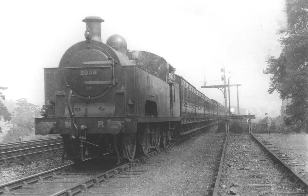 MR 0-6-4T 3P 'Flatiron' No 2039 is seen heading a down Redditch local passenger train during August 1921
