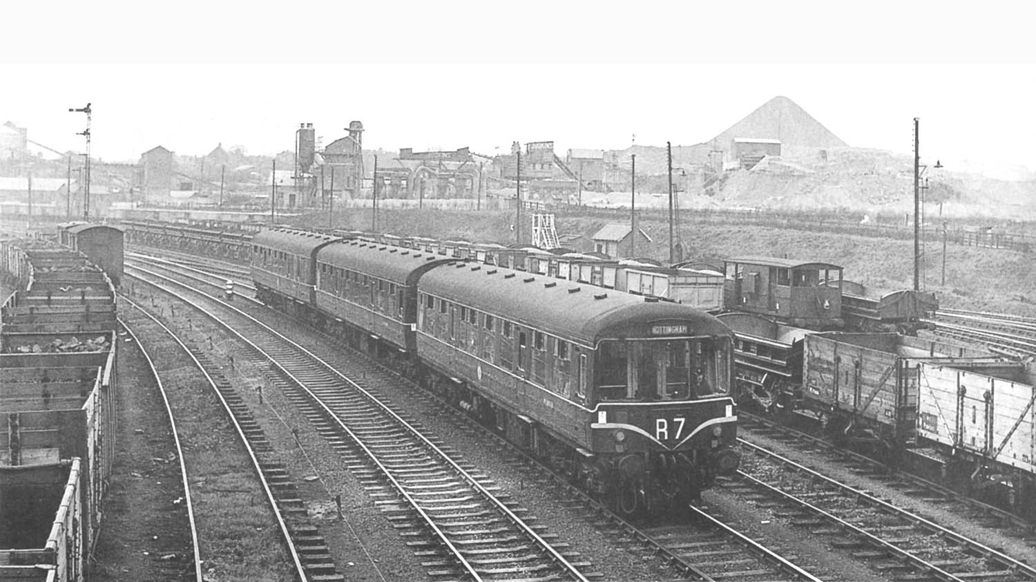 A three-car Birmingham RC&W DMU set forms the 15:15pm Birmingham to Nottingham via Leicester service