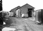 An external view of Nuneaton Abbey Street's goods shed shortly before it was demolished