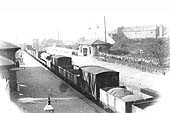 Nuneaton Abbey Street station looking towards Birmingham along the down platform in the 1920s