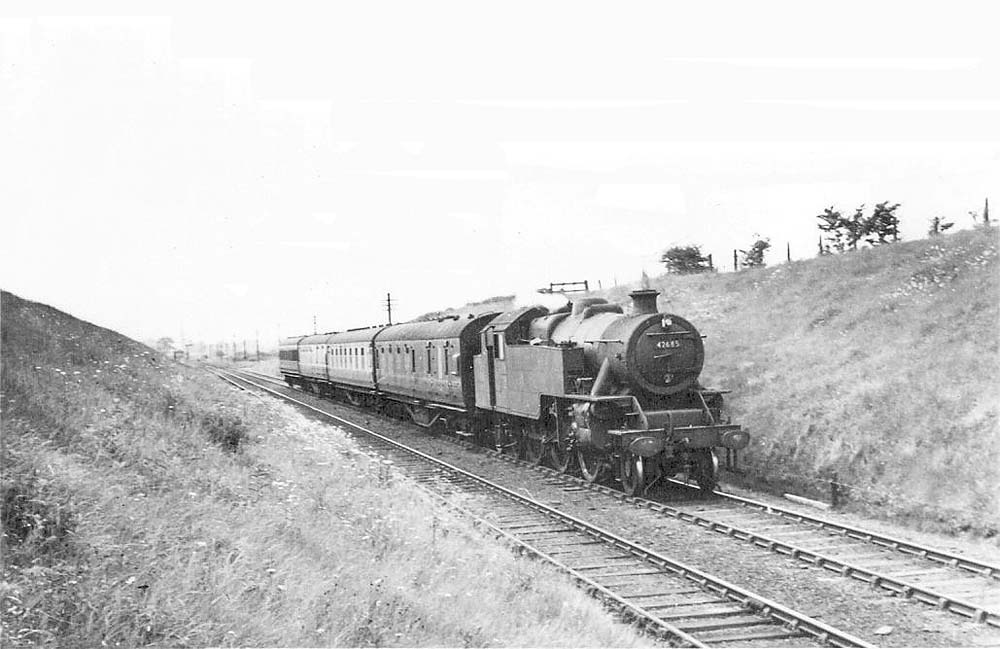 Ex-LMS 4MT 2-6-4T No 42685 has just departed Nuneaton Abbey Street with the 2:05pm to Leicester London Road