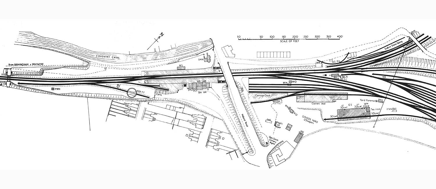 A post 1873 plan of the replacement station built on the Birmingham side of the Midland Road bridge