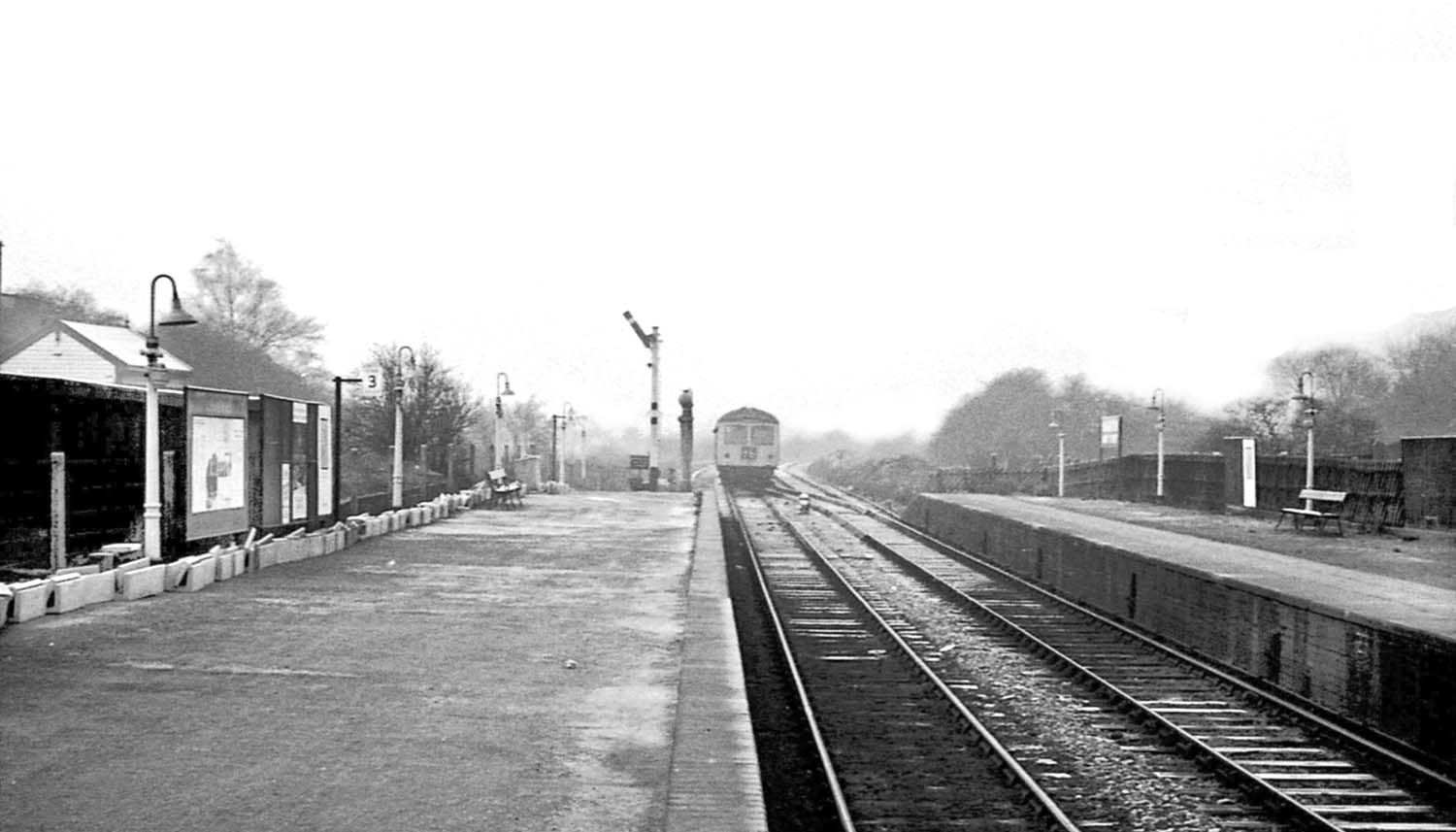 A Diesel Multiple Unit has just departed Abbey Street station with a service for Birmingham New Street on 24th February 1968