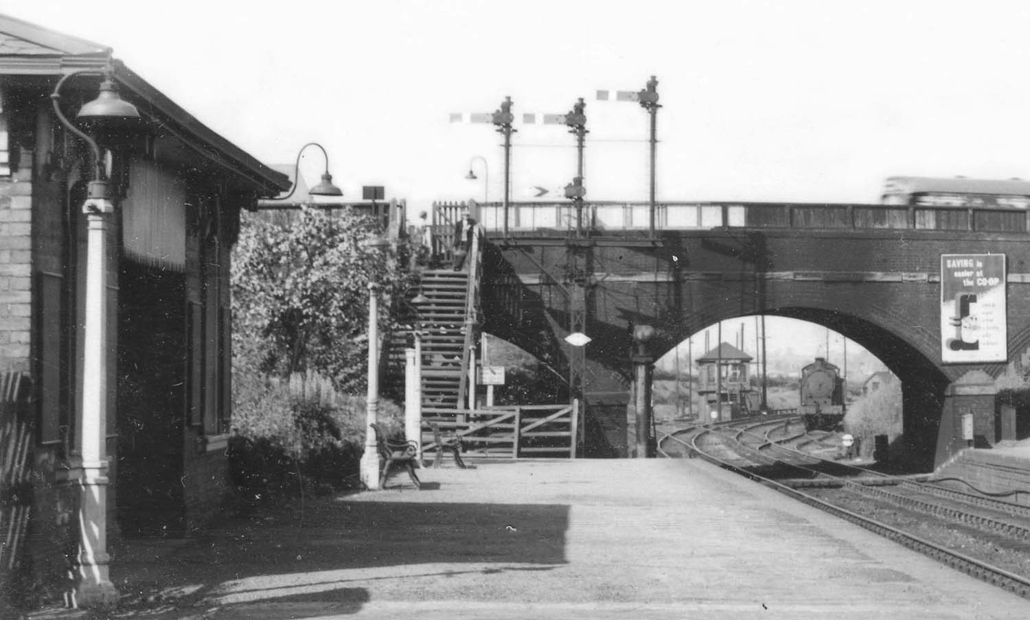 Looking through the over bridge carrying the Midland Road over the railway to join Tuttle Hill which lies to the left