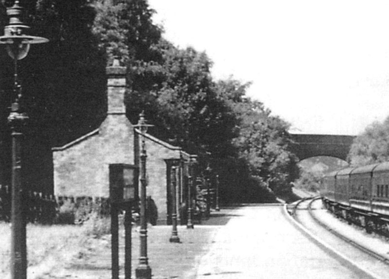 Close up showing the building located on Penns station's up platform viewed from the Water Orton end of the station