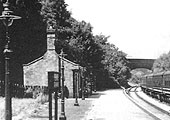 Close up showing the building located on Penns station's up platform viewed from the Water Orton end of the station