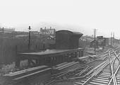 View of Redditch's single road shed, the ash pit in front and the adjacent water crane on Sunday 22nd April 1951