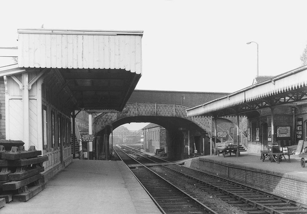 Looking beneath Bromsgrove Road bridge towards Barnt Green with the goods shed seen on the right circa 1962
