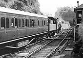 An unidentified Ivatt 2-6-0 2MT locomotive at the head of a local passenger service to Ashchurch via Evesham in 1962