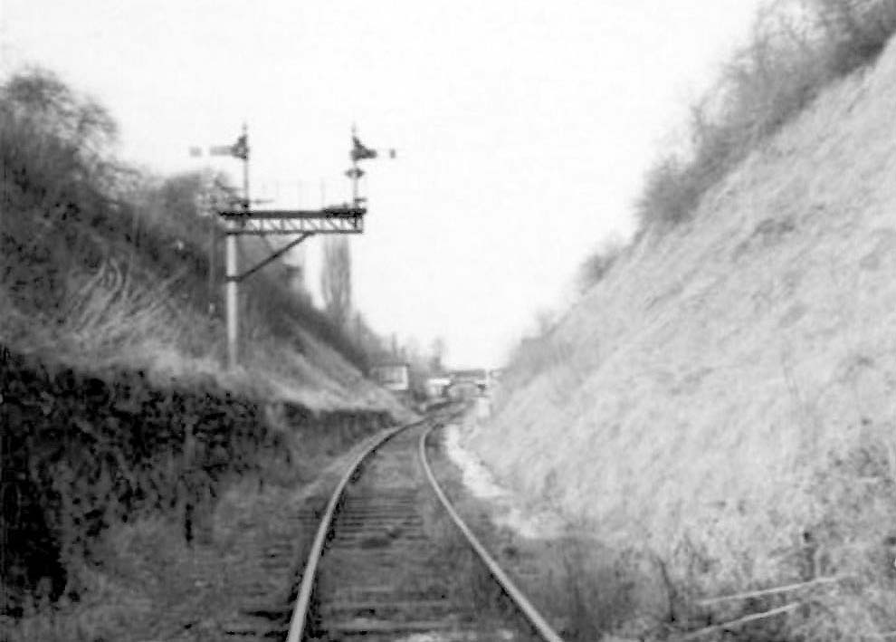 Looking north from the single bore tunnel mouth towards Redditch with the station in the distance