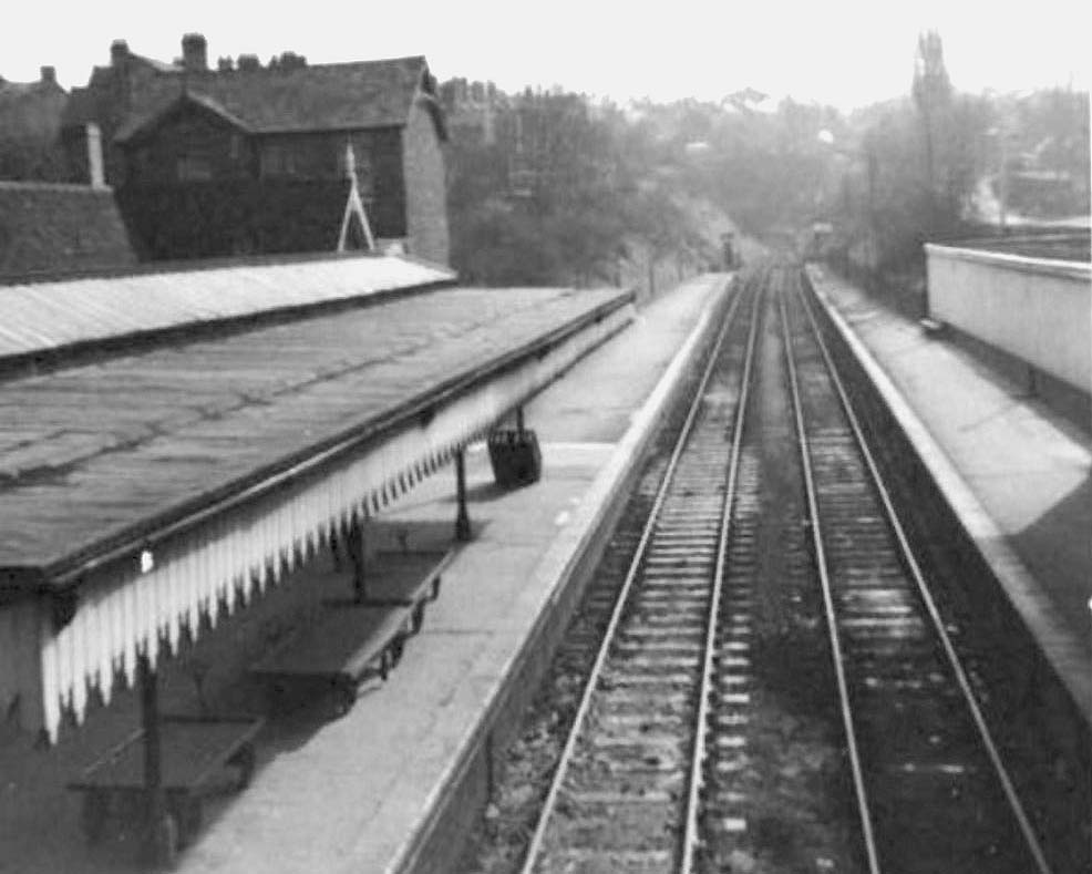 View from the road bridge looking south towards Alcester with the single bore tunnel in the distance