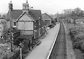 View of Salford Priors station taken from the road bridge located at the Evesham end of the station