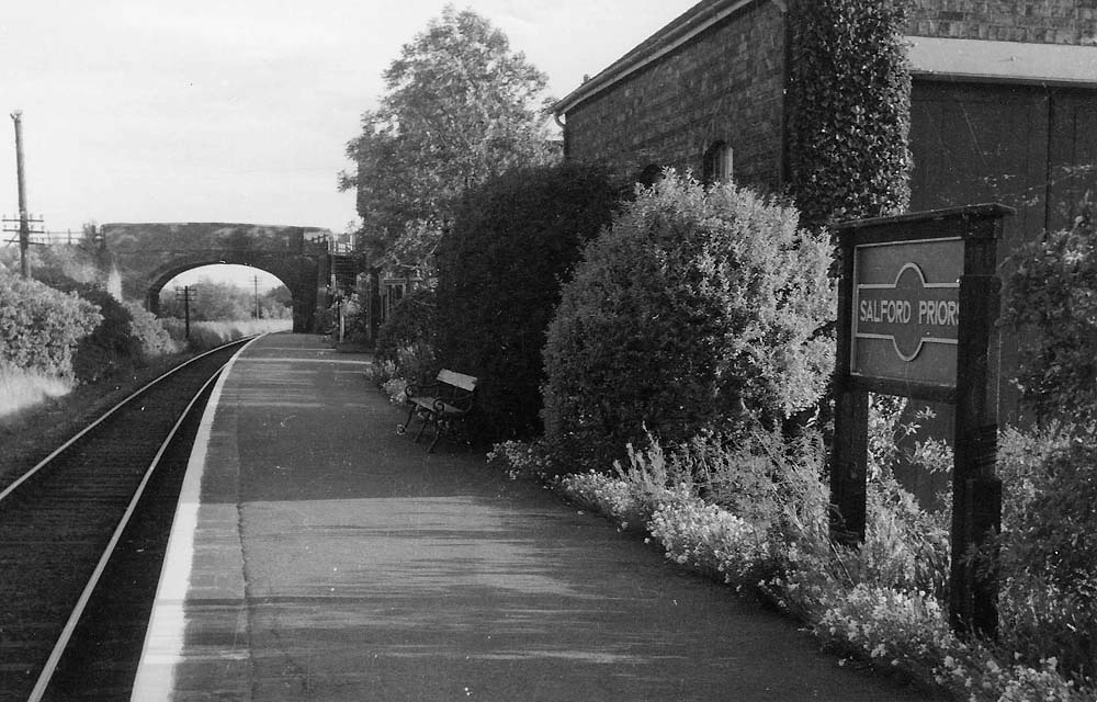 An undated view looking along the platform towards Evesham with the goods shed partly visible on the right
