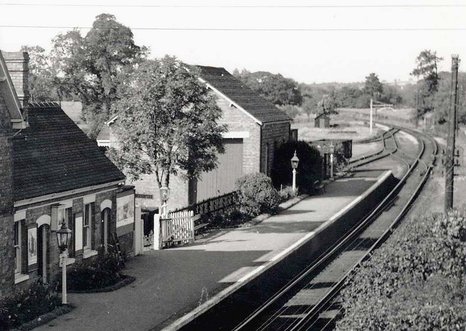 Close up showing the passenger facilities on the left and the goods shed and siding on the right