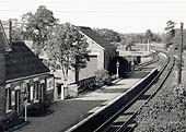 Close up showing the passenger facilities on the left and the goods shed and siding on the right