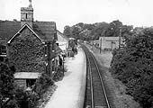Looking towards Redditch with the single platform station  and the goods yard's facilities on the left