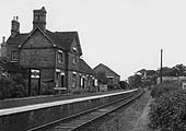 Looking towards Redditch along the single faced platform showing the LMS Hawkeye station nameboard
