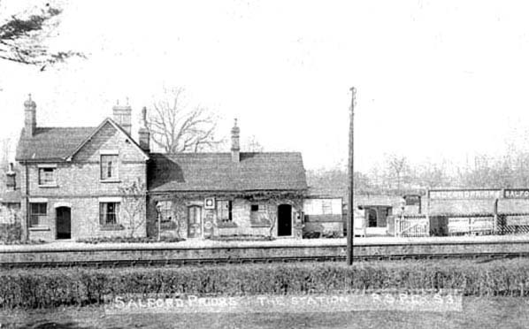 Front elevation of Salford Priors station taken from the fields opposite