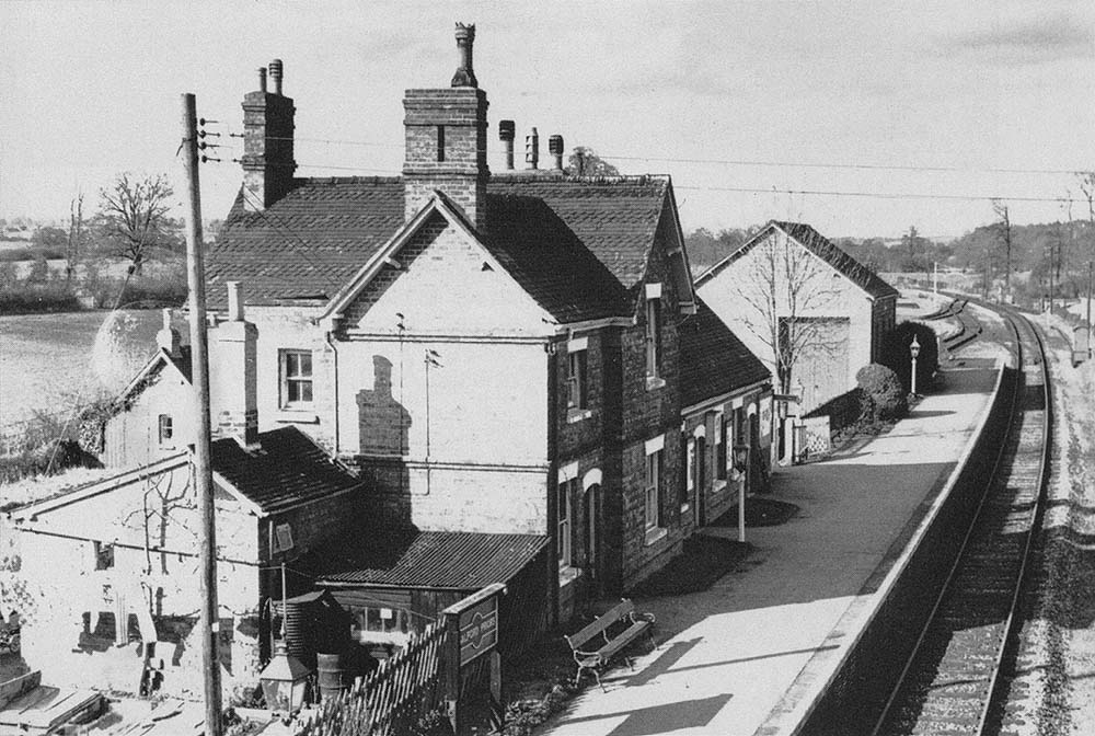 A wintertime view showing to the left of the station house, the weighbridge office which would be used by the local merchants