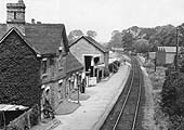 View of Salford Priors station during LMS ownership prior to the replacement of the MR angled station nameboard
