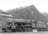 LMS 8F 2-8-0 No 8545, a Royston shed locomotive, is seen standing alongside Saltley shed's Sand Drying Plant at the corner of No 3 roundhouse