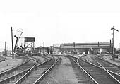 View of Saltley shed showing the coaling tower on the left with the Ash Plant in front, No 2 shed in the middle and No 3 shed on the right