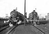 Ex-LMS 5MT 4-6-0 No 45260 and BR Standard Class 4MT 2-6-0 No 76088 stand in the yard ready for their next turn
