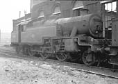 Ex-LMS 4MT 2-6-4T No 42436 stands cold and in line at the rear of Saltley shed's No 3 roundhouse