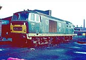 British Railways Western RegionHymek D7051 is seen standing alongside Saltley shed's amenties block