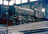 Ex-LNER B1 class 4-6-0 No 61161 stands inside Saltley shed's No 3 roundhouse ready for its next trip