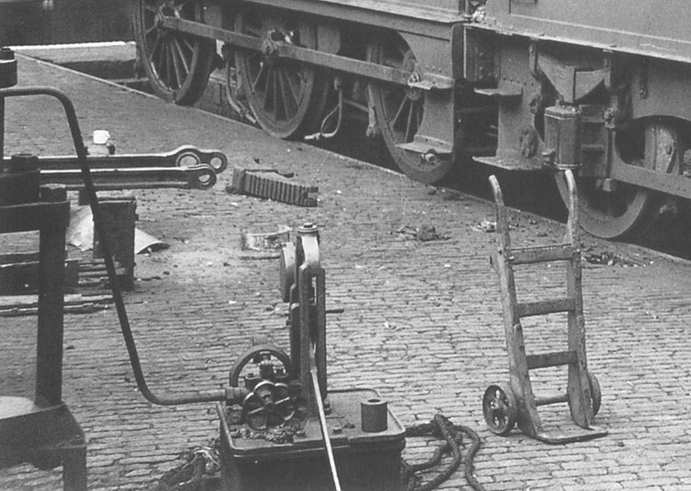 Close up illustrating some of the locomotive maintenance work undertaken by fitters at Saltley shed