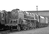 British Railways Standard Class 9F 2-10-0 No 92167 stands outside Saltley Shed on 5th February 1961