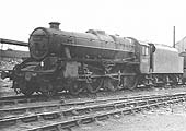 Ex-LMS 5MT 4-6-0 No 44837 stands outside Saltley shed looking in poor condition on 3rd March 1967