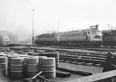 A pair of Brush Traction Co-Co diesel-electric locomotives, D1108 and D1516, create a lot of clag over Saltley on 17th July 1968