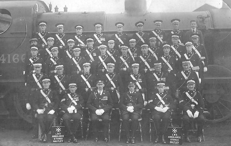 LMS Ambulance volunteers, drawn from Saltley Shed's Stores, pose for the camera circa 1947