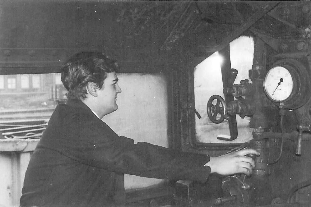 John Griffiths sits at the controls of British Railways built 2-6-0 4MT No 43049, one of 21a Saltley shed's 'Moguls' in 1961