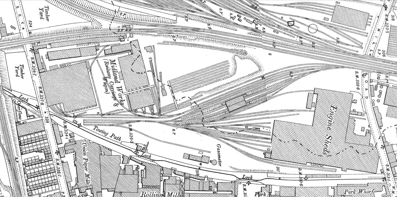 A 1913 Ordnance Survey Map showing Saltley Shed's original MR Coaling Shed and sidings