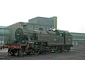 Ex-LMS 2-6-4T No 42421, standing in front of the offices and staff amenities block of Saltley shed in March 1962