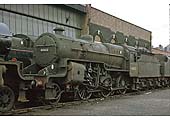 Ex LMS 2-6-0 No 42823, is seen standing on the back roads behind Saltley Number 3 shed in March 1962