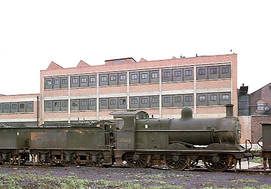 Ex-MR 3F 0-6-0 No 43668 stands together with eight other sister locomotives on what had been the Saltley coal roads