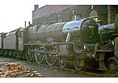 Ex-LMS 5XP 4-6-0 No 45614 'Leeward Islands' is standing on the back roads behind Saltley No 3 shed in May 1962