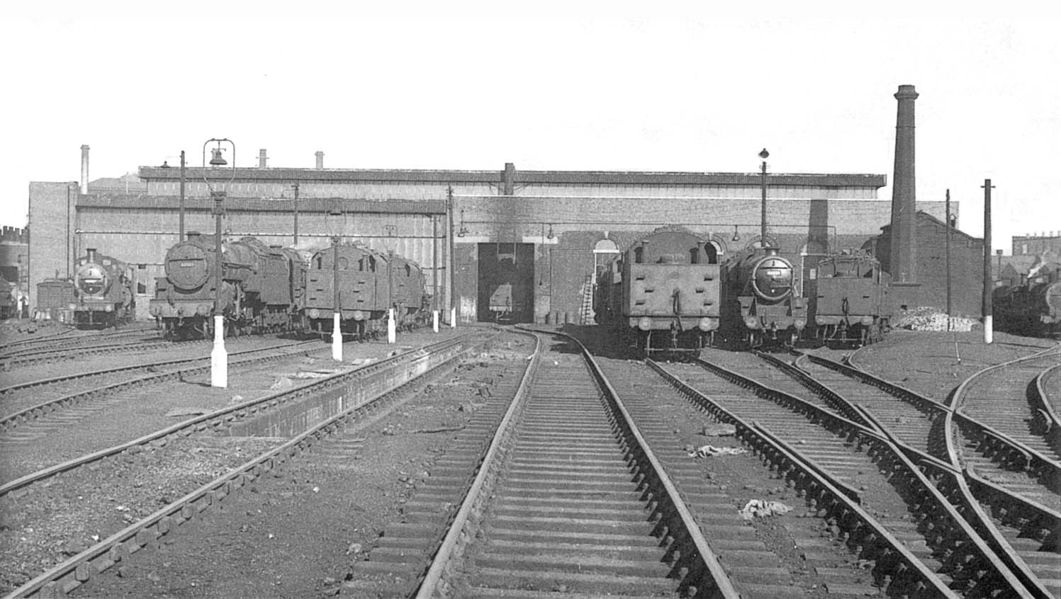 View of Saltley's No 3 shed in 1959 following the extensive rebuilding of all three roundhouses with new walls and roof