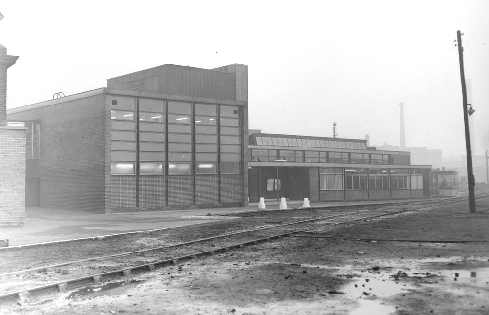 Another view of Saltley shed's new staff accommodation block canteen on the right and the locker rooms and offices on the left